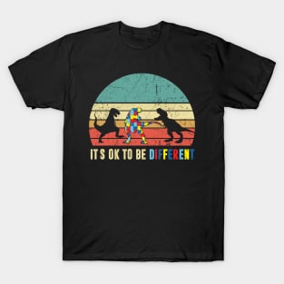 Vintage Autism Survivor Birthday Shirt Dinosaur Lovers T Rex Awareness Themed T Shirt T-Shirt